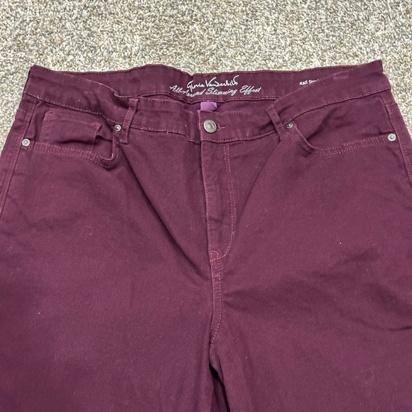 Gloria Vanderbilt 16 XL 1X Jeans Denim Wine Stretch Slimming Rail Straight - Picture 6 of 11